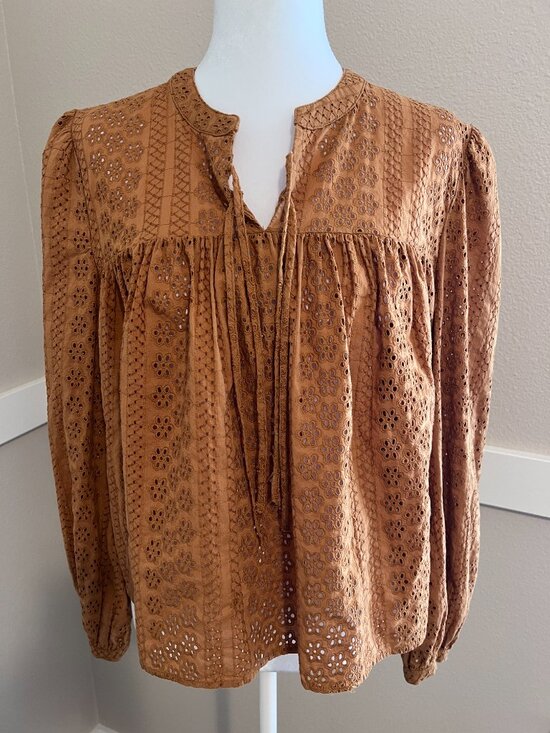 Madewell Tops - Madewell Eyelet Double-Tie Peasant Top - Size Lg